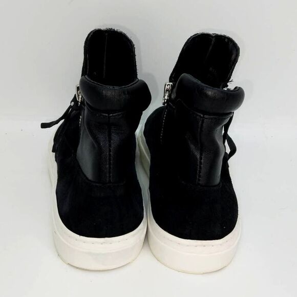 Zara Designer Women's Pre-owned Black Leather & Suede Hi-Top Sneakers- sz. 6 1/2 - Picture 4 of 6